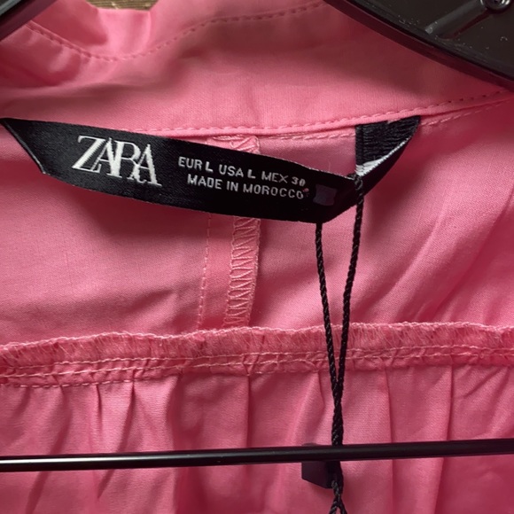 🔥🔥🔥NEW Zara Pink Waisted Cotton Dress - Picture 9 of 15